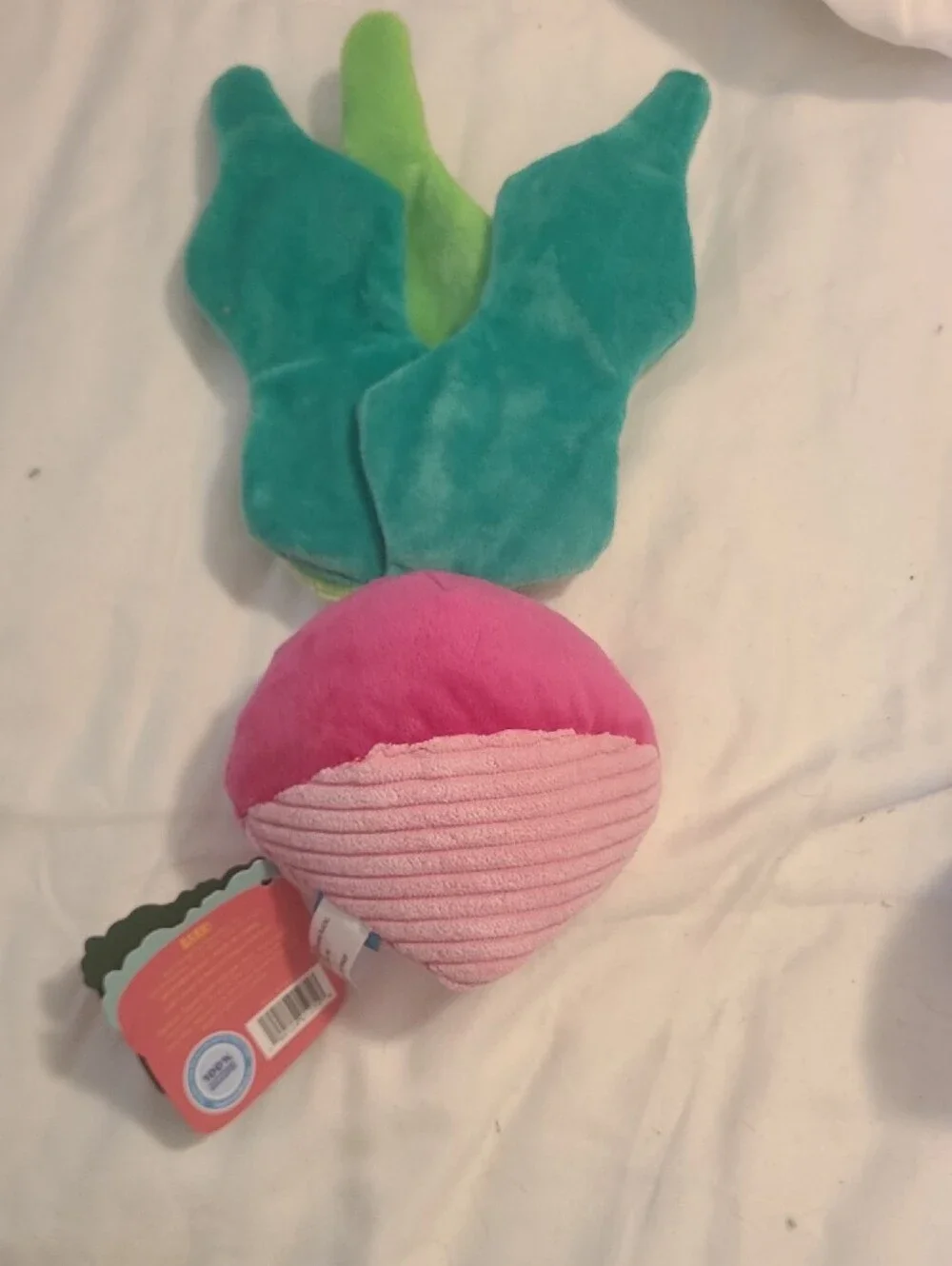 Bark Pink Corduroy Plush Toy with Multicolor Floral Tag